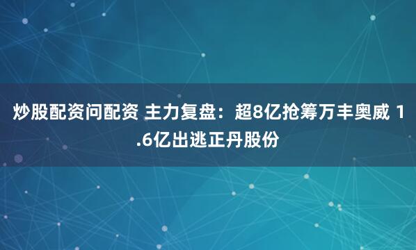 炒股配资问配资 主力复盘：超8亿抢筹万丰奥威 1.6亿出逃正丹股份