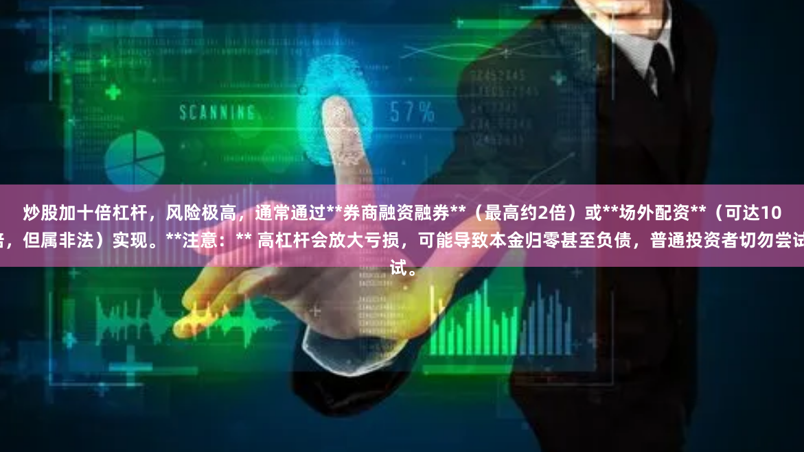 炒股加十倍杠杆，风险极高，通常通过**券商融资融券**（最高约2倍）或**场外配资**（可达10倍，但属非法）实现。**注意：** 高杠杆会放大亏损，可能导致本金归零甚至负债，普通投资者切勿尝试。
